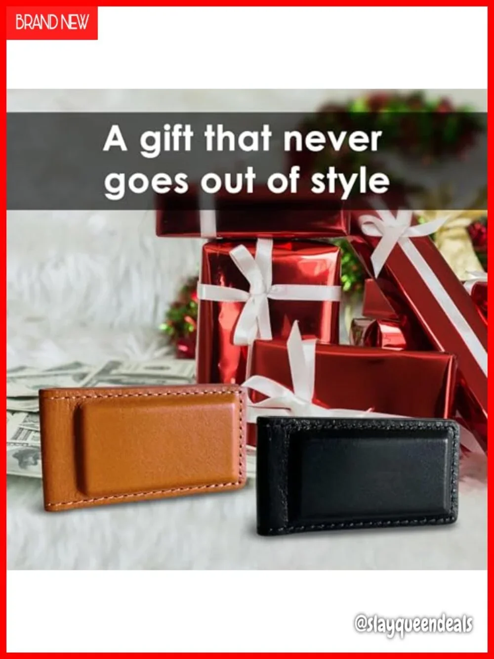 Handmade in USA Full Grain Leather Slim Wallet with Magnetic Money Clip